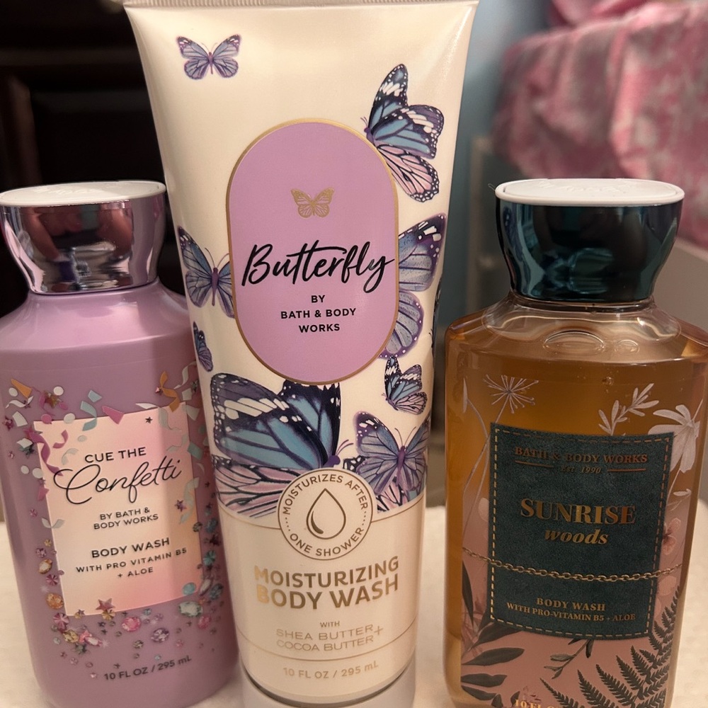 Bath & Body Works Butterfly Body Wash - Purple, White, and Gold